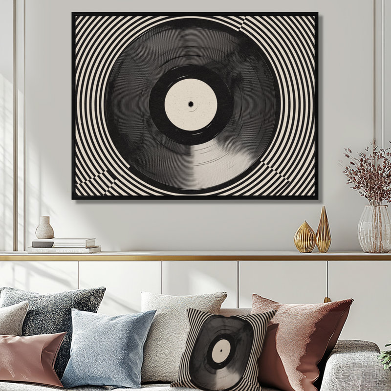Vinyle noir rétro - impressions sur toile de disques vinyles, art mural noir rétro, H 30 po x l 40 po, Noir