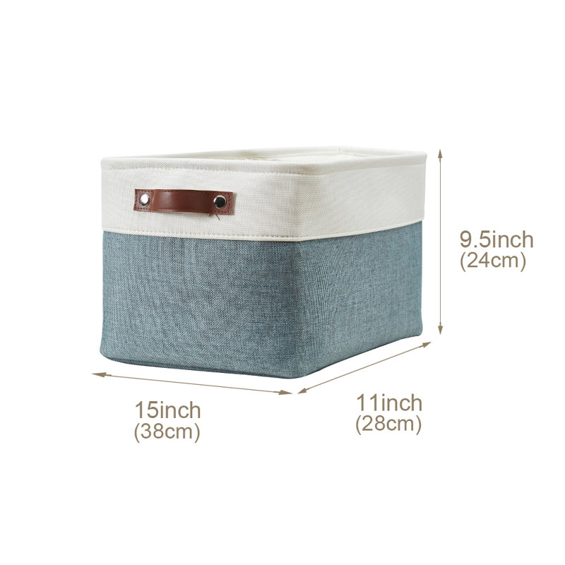 Foldable Fabric Storage Bin, 3, Green/White