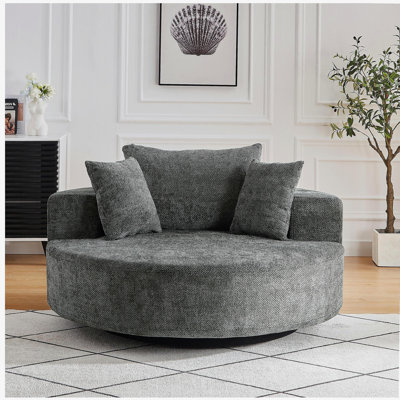 Chaise pivotante 55 po en mousse de chenille simple, canapé-lit moelleux moderne, chaise pivotante à 360 degrés pour le salon, la chambre à coucher, le salon et la salle de projection