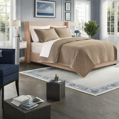 Velvet Geometric Shapes Coverlet Set