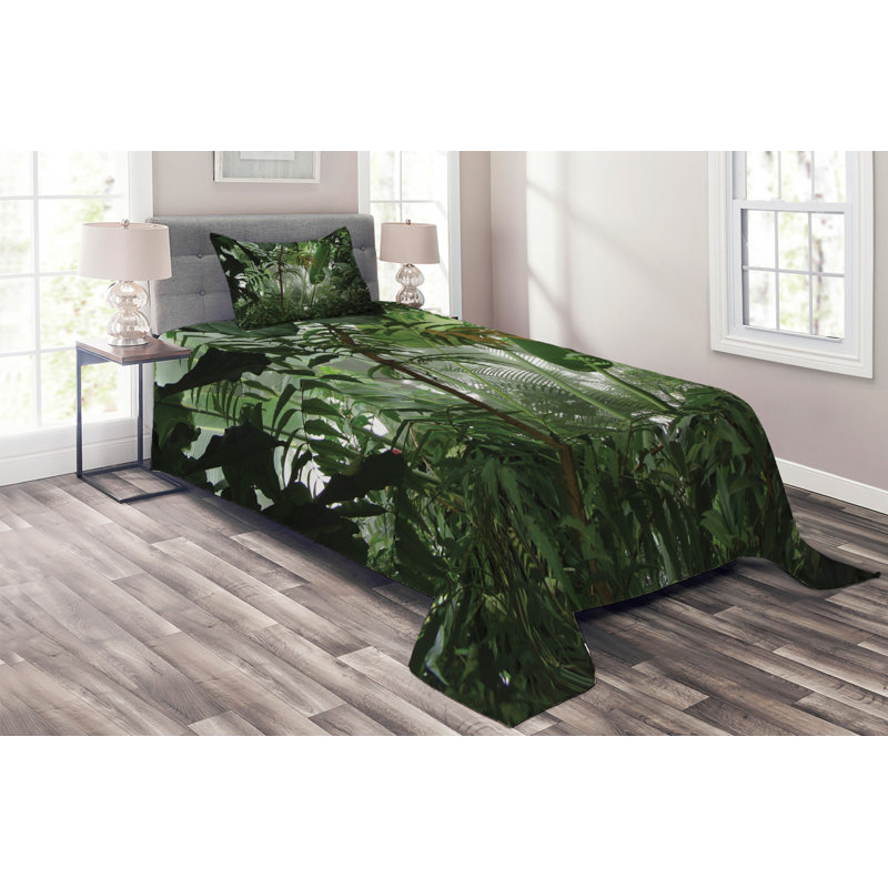 Forest Coastal Polyester Coverlet, Twin Bedspread + 1 Sham