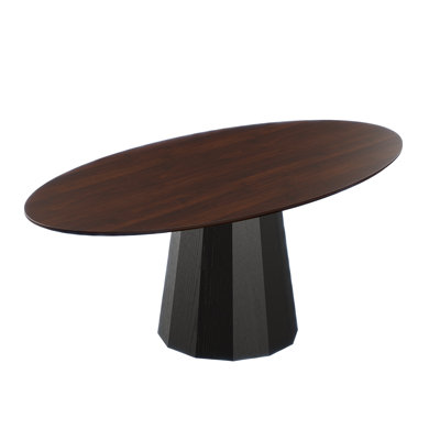 67 in. Pedestal Solid Wood Oval Dining Table Seats 6