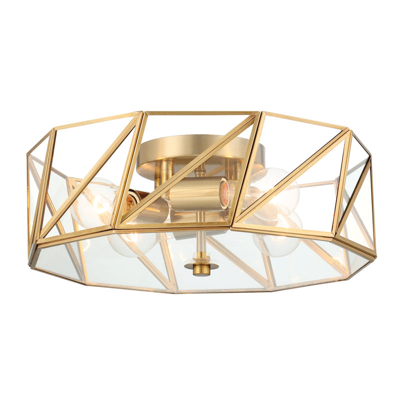Aneris 4 - Light 40.5cm Unique/Statement Geometric Flush Mount Light, Brass Dust