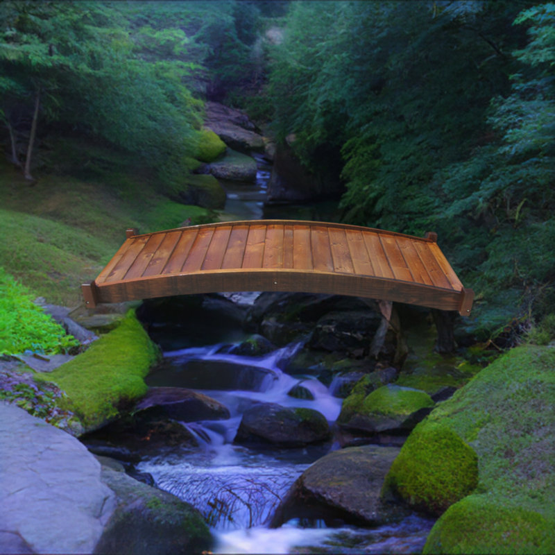 8 ft Natural Wood Japanese Zen Garden Bridge