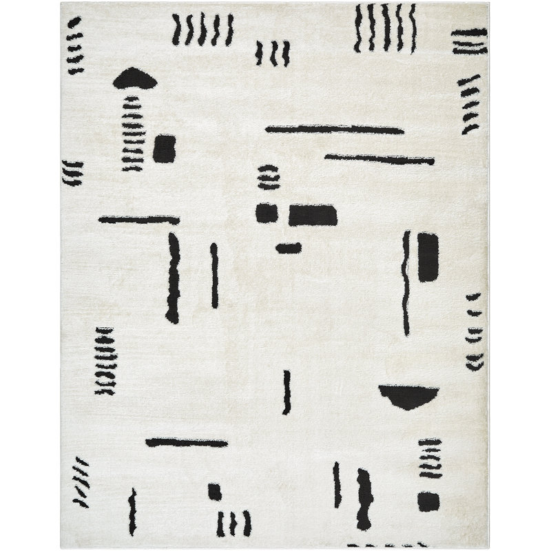 Black Modern Rug, Abstract Anti Slip Easy to Clean Rug For Living Room, Dining Room, Bedroom, Kitchen, Rectangle 160 x 213 cm