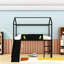 Lit mezzanine simple en métal avec glissoire et tableau d'écriture-997284282