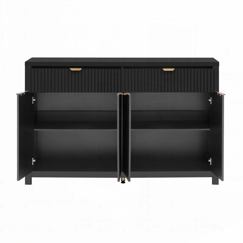 Buffet à motif de vagues avec tiroirs, Noir