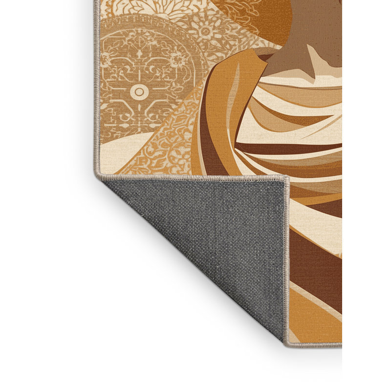 Tapis oriental doux et moelleux en buste classique beige Menahan Socrates, 7 x 10