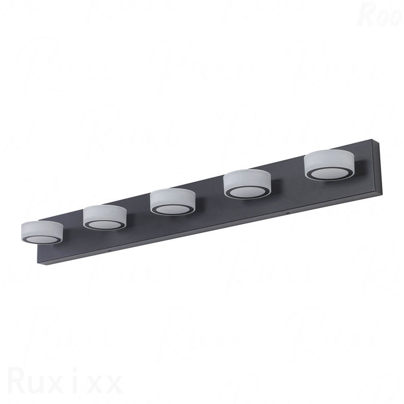 Luminaire de salle de bain 37 po - 5 lumières DEL en métal noir, fixation murale moderne et élégante, 5 lumières