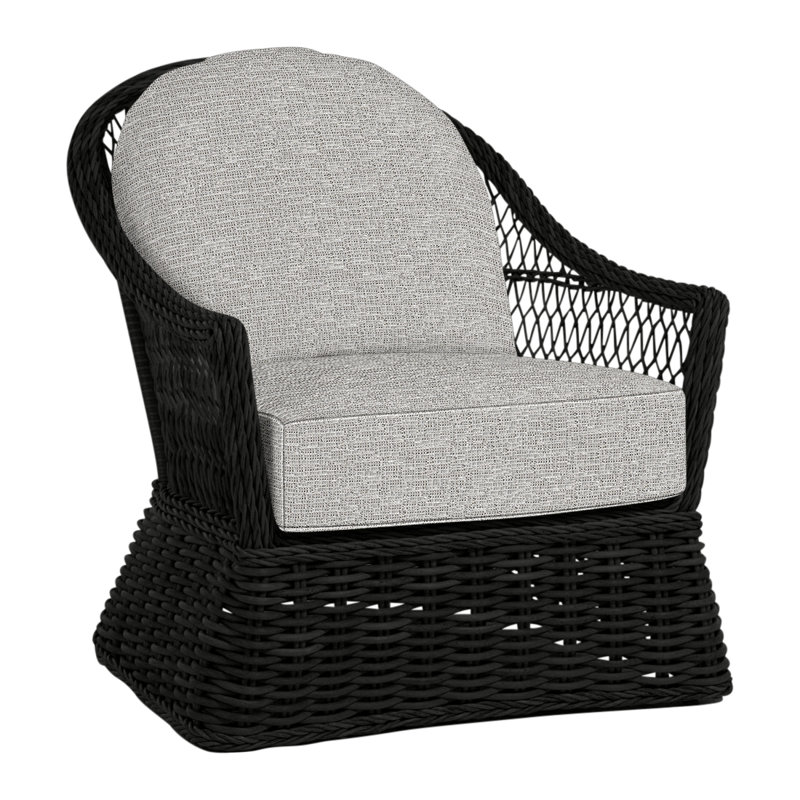 Soho Patio Chair with Cushions, Welt, Black, Tweed Toffee