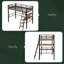 Lit mezzanine en métal avec bureau intégré, tablette de rangement et échelle-451445482