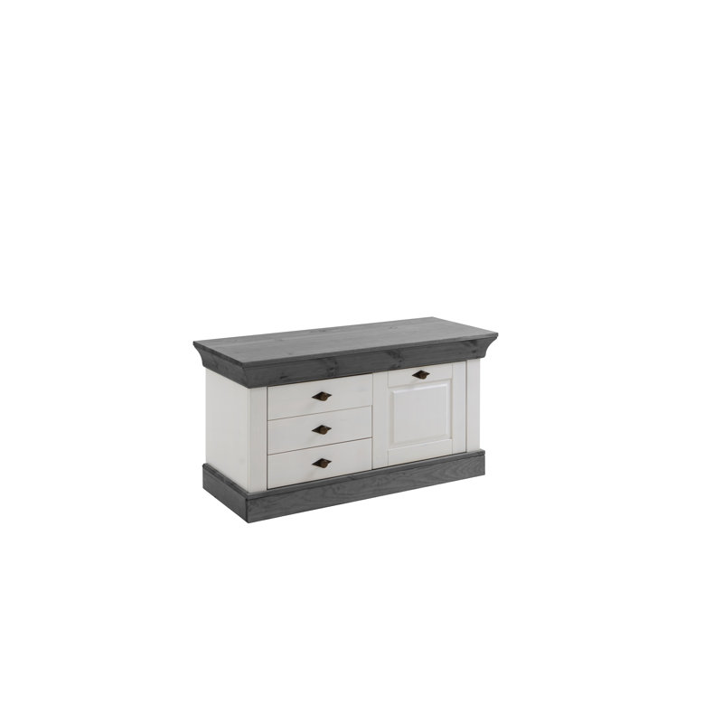 Falkville Upholstered Storage Bench, White/Grey