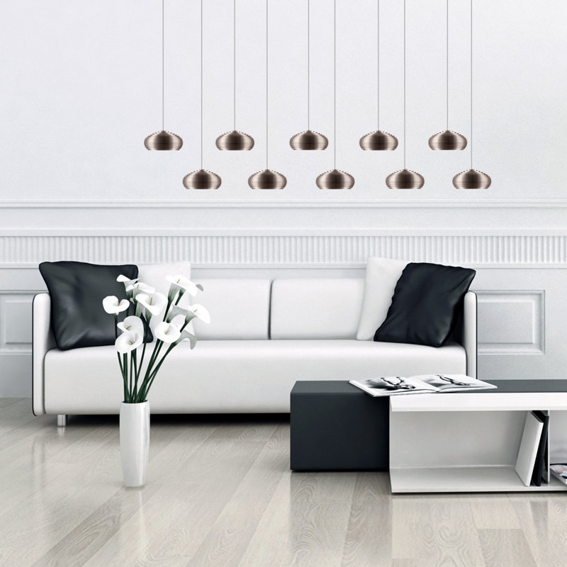 Luminaire suspendu en forme de dôme à DEL 10 lumières Chana, Nickel