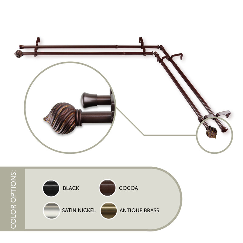 Sebergham Stainless Steel Adjustable 0.75'' Double Curtain Rod, 28" - 48", Cocoa