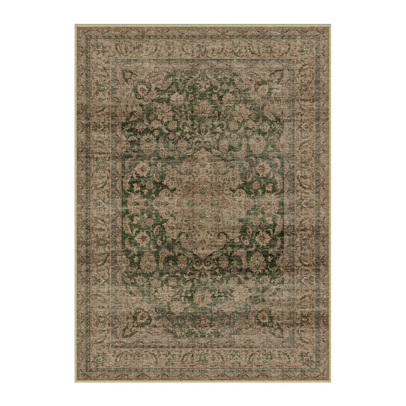 Stella Machine Washable Oriental Area Rug With Non-Slip Backing, Rectangle 5' x 7'