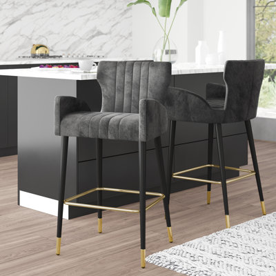 Briannan Upholstered Counter Stool with Solid Wood Frame