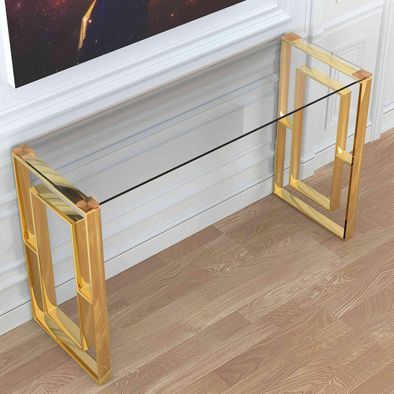 Console en acier inoxydable et verre - Design moderne