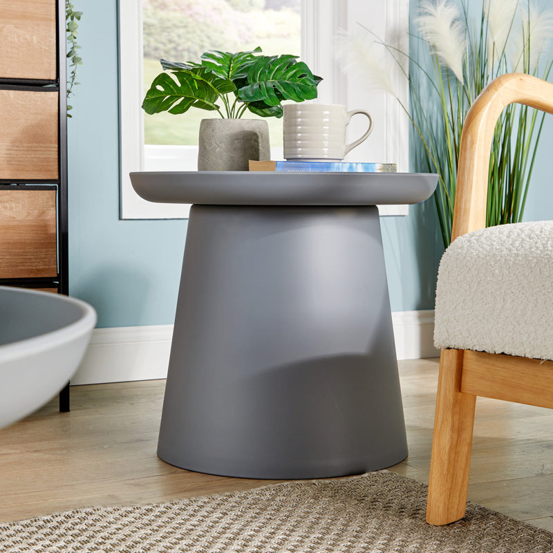Itzhak Round Grey Modern Coffee Side Table, 36 H x 50 W x 50 D cm