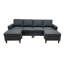 Canapé modulaire en lin rembourré avec 2 repose-pieds-1202890339