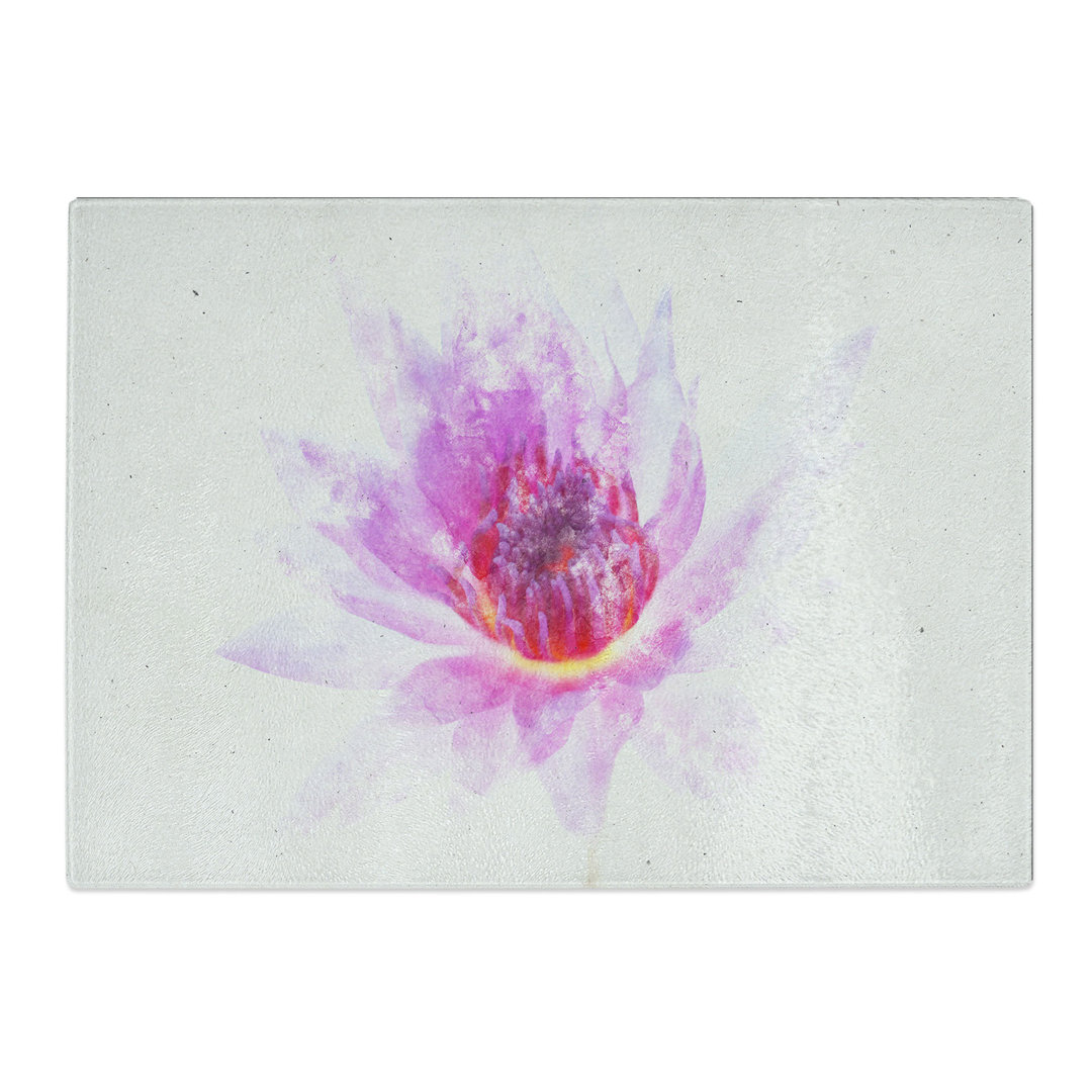 Tempered Glass Water Lily Watercolour Chopping Board