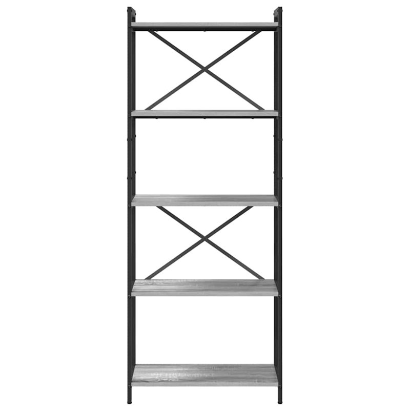 Steel Bookcase, Grey, (5 Shelves) 153cm H x 60cm W x 30cm D