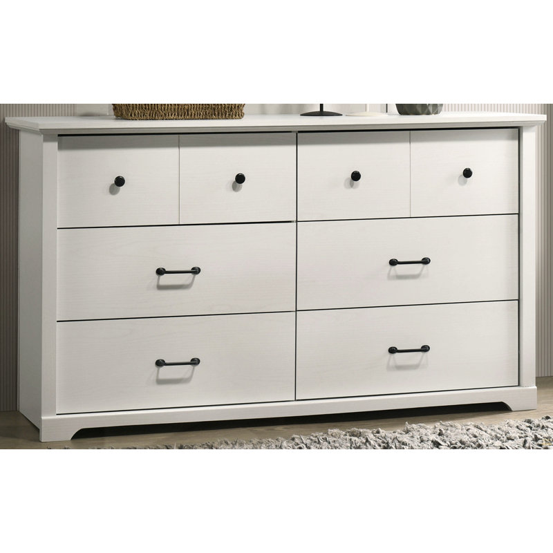 Commode 6 tiroirs 57 po avec poignées