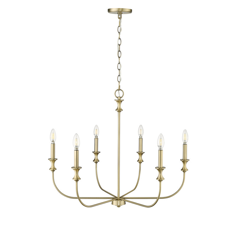 Lustre à 6 lumières de 28,26 po de largeur Savanne, Laiton rétro