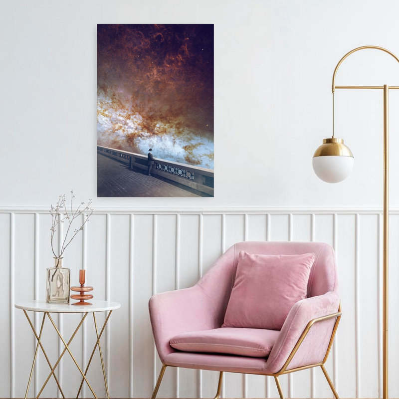 Luminous Galaxy Ethereal Mystical Retro Architecture Landscape Wall Art by Dominik Przerwa - Wrapped Canvas Print