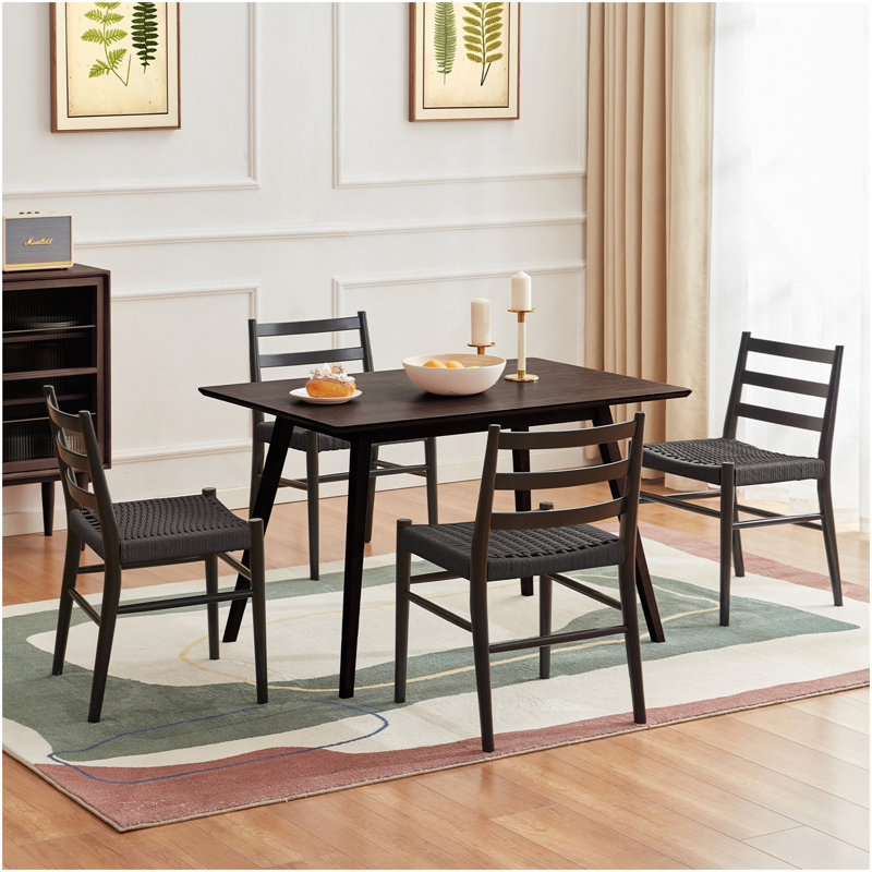 Ensemble de deux chaises de salle à manger en bois et rotin avec siège tissé confortable, entièrement assemblé