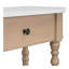 Console étroite avec coin incurvé, table de hall d'entrée rétro avec tiroir supérieur et tablette ouverte, tables de console de canapé pour le hall d'entrée, le couloir et le salon (beige et blanc)-1315706082-1315706083