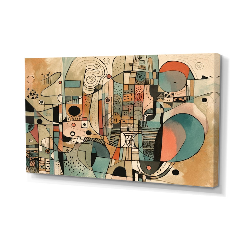 «Golden Mid Century Boho», art mural abstrait sur toile