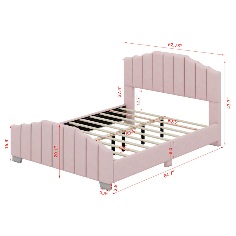 Ensemble de meubles de chambre à coucher en bois 3 pièces Modern, Grand, Rose