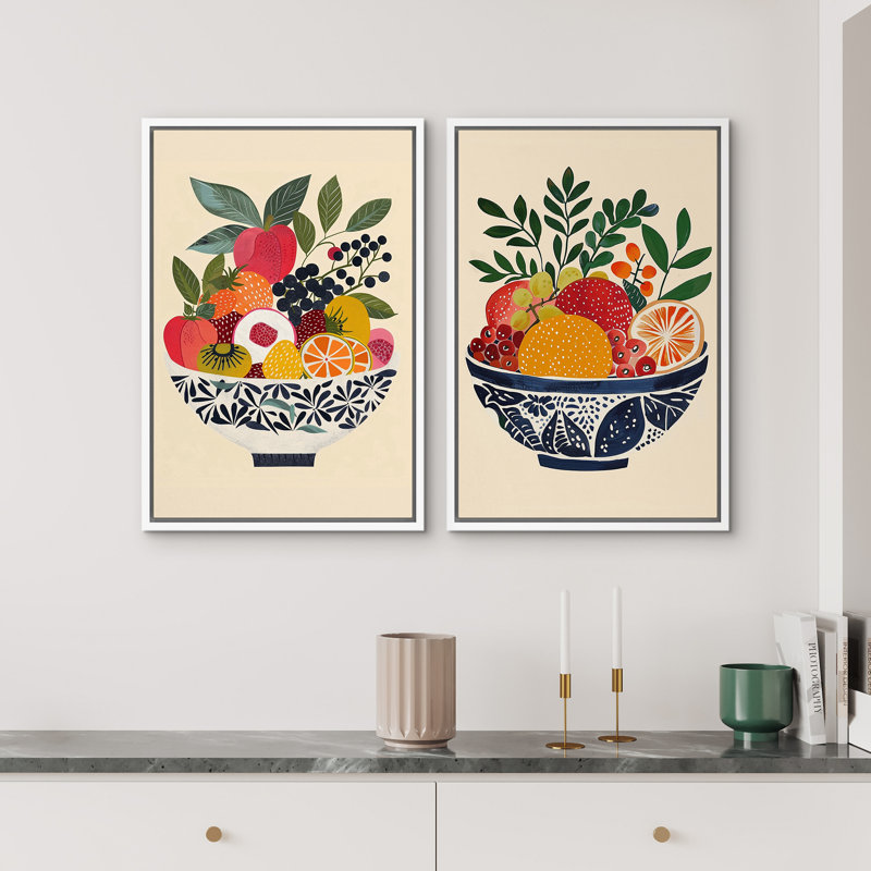 Cuisine, fruits éclatants, illustrations, décor champêtre français rustique, Blanc, H 36 po x l 24 po
