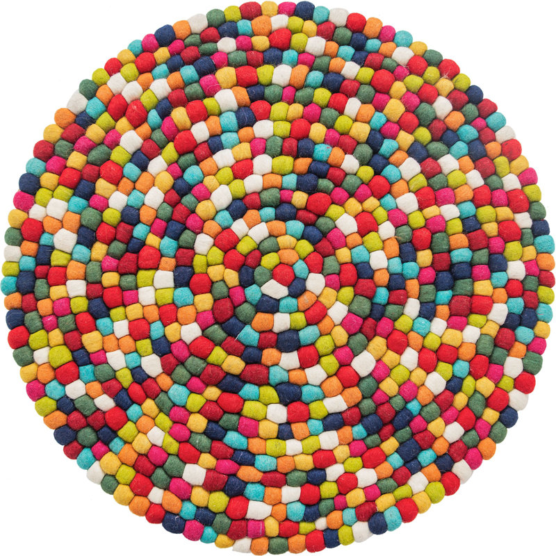 Wool Abstract Indoor Rug, Round 3'3"