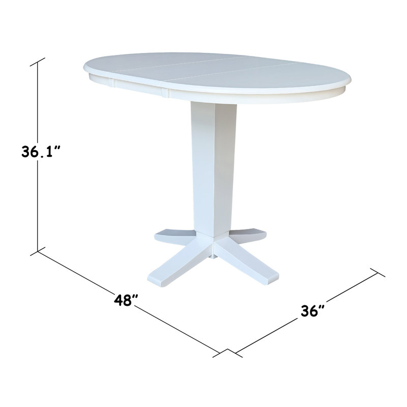  Wabash Solid Wood Extendable Pedestal Base Dining Table, White