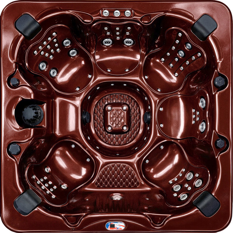 Spa standard pour 7 personnes à 100 jets avec système de son et cascade à DEL American Spas, Blanc, Cerise foncée