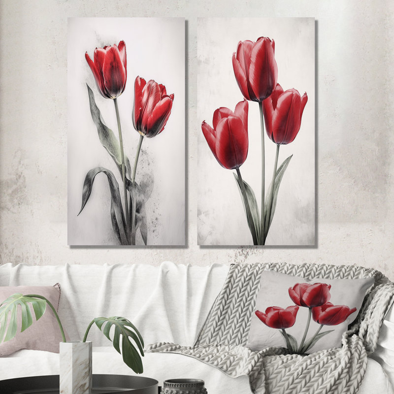 «Tulip Dreams», 2 pièces sur toile, H 40 po x l 40 po, Toile tendue