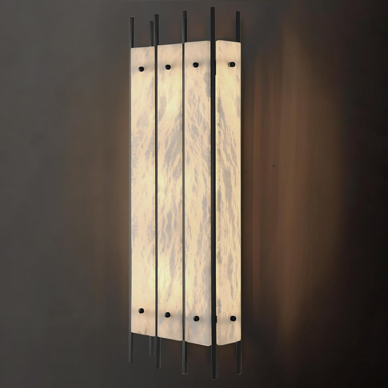 Aldwych 3 - Light 24" Modern Rectangle Flush Mounted Sconce Alabaster Bathroom Vanity Lights, Matte Black