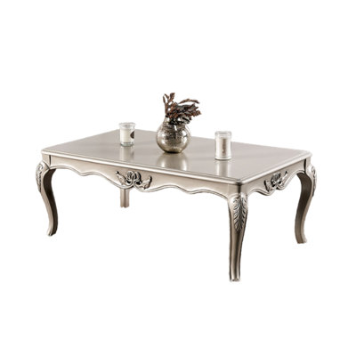 Table basse Roche, 53 pouces, pieds en cabriole classique, bois doré champagne