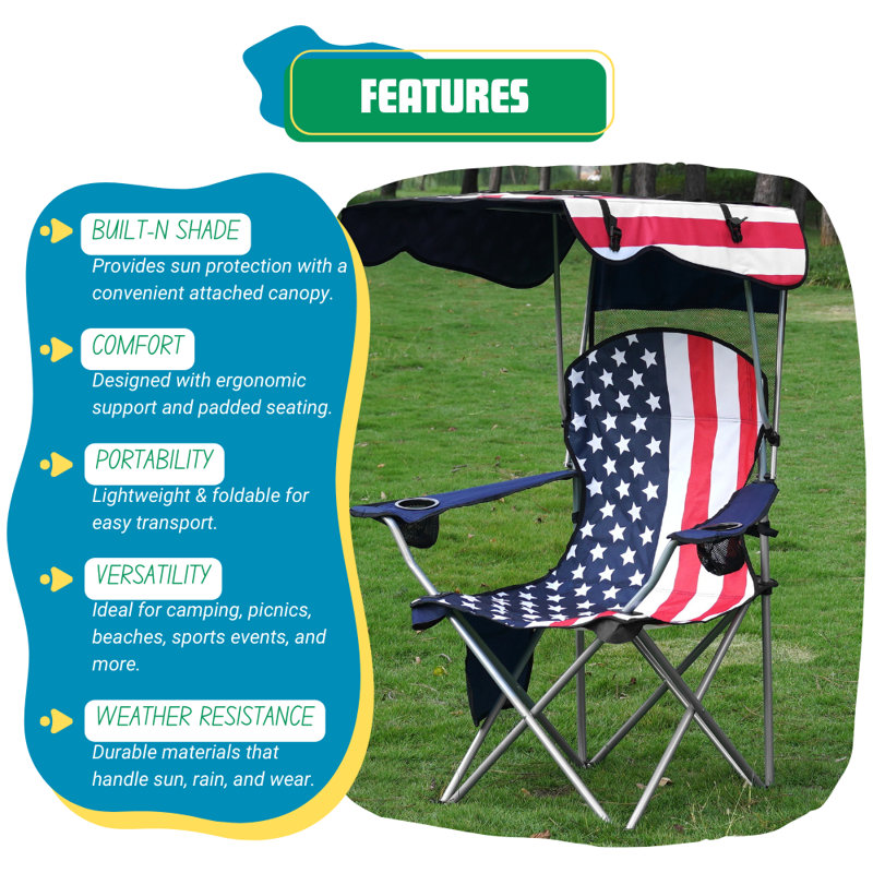 Portable Folding Chair With Shade Canopy For Adults Beach Chairs Canopy Shade Seating Camping And Folding Chairs For Outside