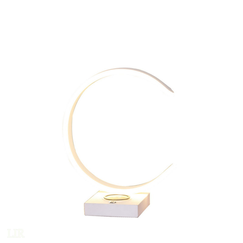 Lampe de table 13,5 "en forme de C à DEL avec port USB / chargeur sans fil, lampe de table