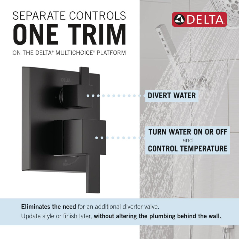 Modern Square Rain Shower System Faucet Set, Rainfall Shower Head and Handle Set Matte Black, Matte Black