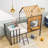 Mcenroe Twin Size Metal House Loft Bed-1219424525