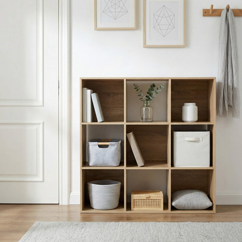 Milanka 90 cm H x 90 cm W Cube Bookcase, Oak
