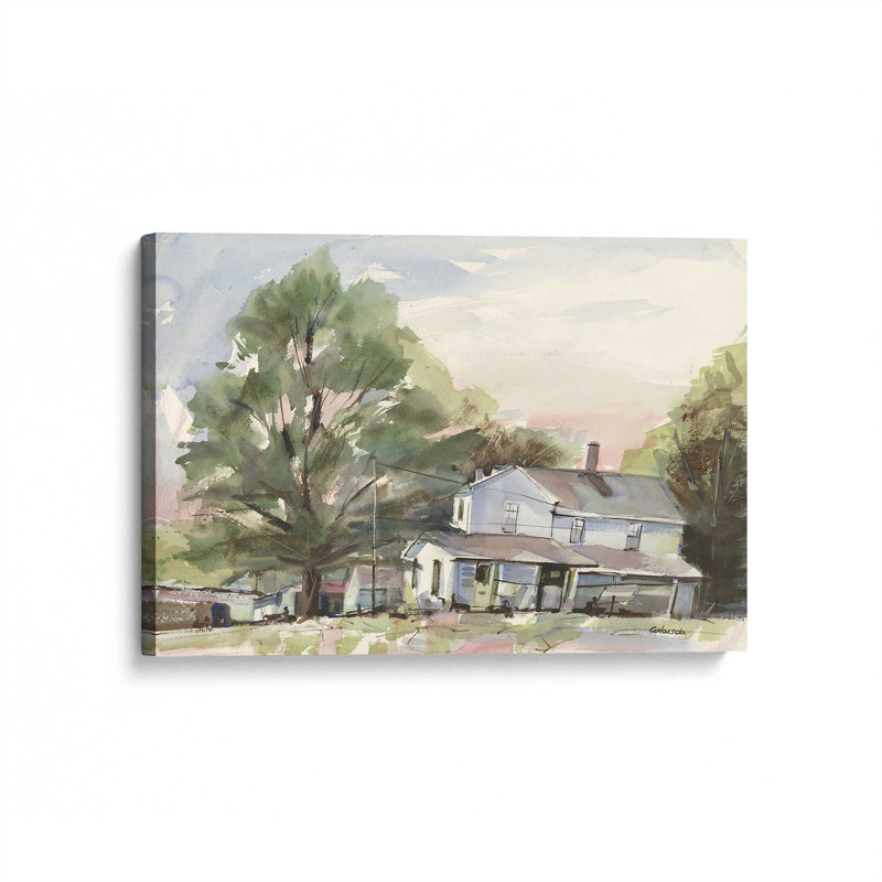 «Connecticut Farm House» par Stephen Calcasola, reproduction d'art sur toile, H 24 po x l 32 po