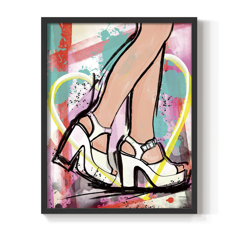 Reproduction encadrée Pop Glam - bois massif, H 15 po x l 12 po, Noir, noir, noir, noir