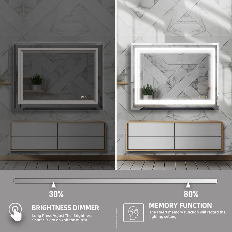 Rectangle LED Mirror, 36" x 30"