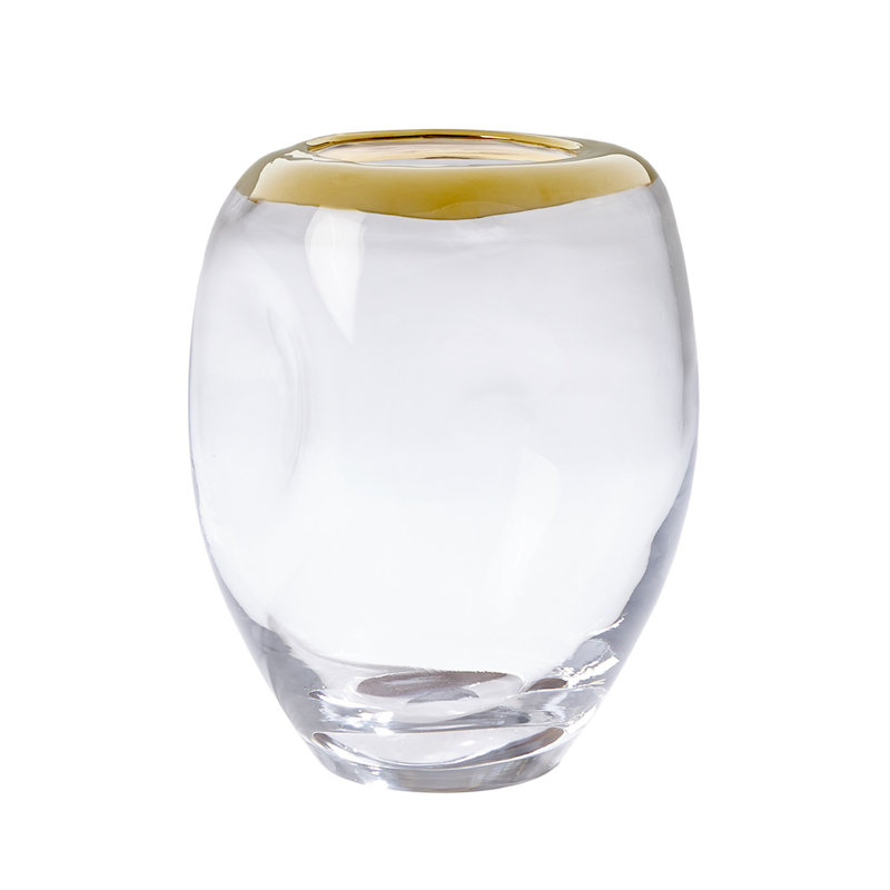 Organic Formed Vase-Med, Clear/Gold
