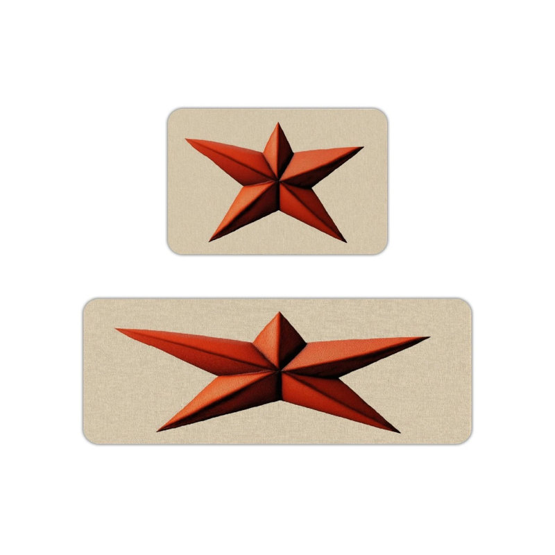 Ensemble de 2 tapis de cuisine Beige Red Star pour décoration rustique
