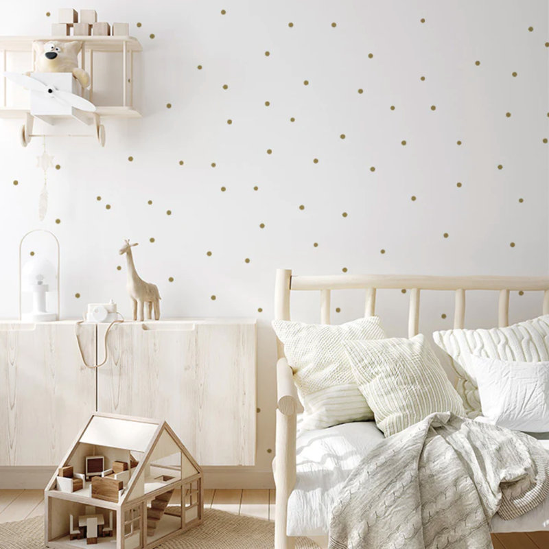 Adhésif décoratif petits pois, Or métallique